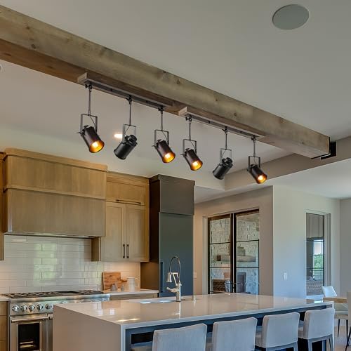 LOG BARN Track Lighting 3-Light Adjustable Black Rustic Wood CeilingFixture