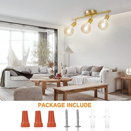 3-Light Gold Ceiling Track Lighting Kit