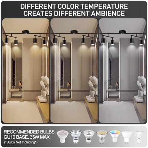 Sturdy Durable 4-Light Black Track Lighting Kit for Home