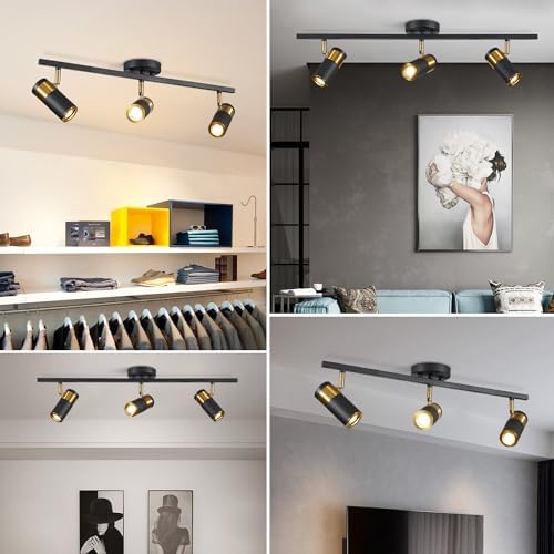 Modern 3-Light Adjustable Black Track Lighting Kit for Home Use