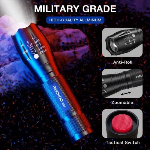 RECHOO 8 Pack LED Flashlight Bright 1500 Lumens 5 Modes Zoomable Waterproof