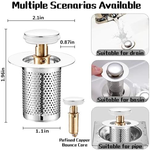 2-Piece Stainless Steel Sink Drain Stopper for US Sinks