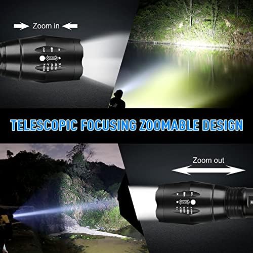 KEPEAK LED Flashlight 5 Modes High Lumen Zoomable