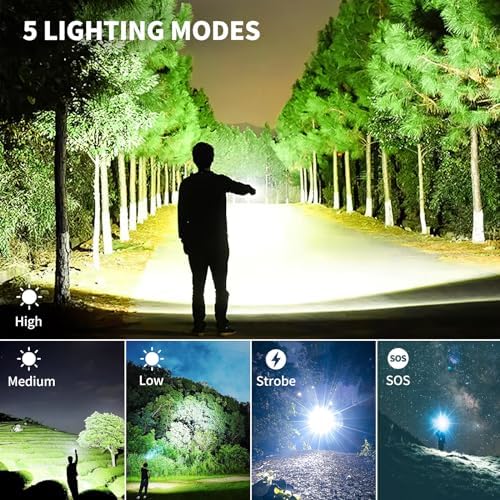 Cinlinso Super Bright LED Flashlight with 5 Modes and IPX7 Waterproof