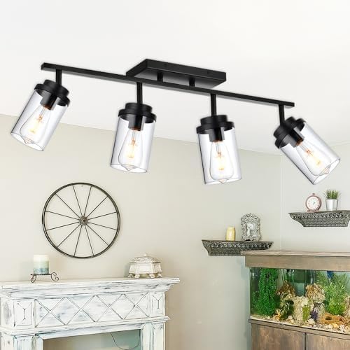 Banato 4-Light Rotating Track Lights Matte Black Ceiling Wall