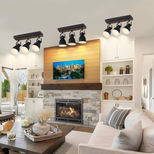 KEESFU Lighting Farmhouse Track Lighting Dimmable with Remote Control