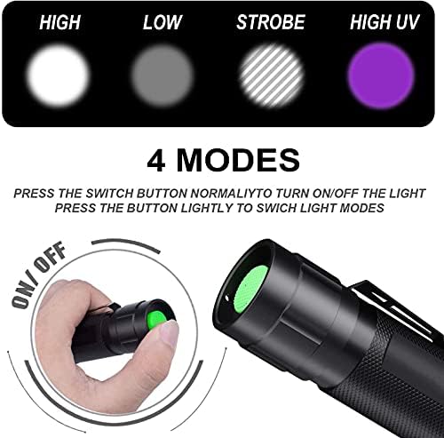2-in-1 Black Purple UV Flashlight for camping pet more
