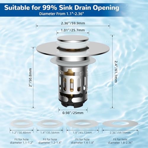 Hibbent 3-in-1 Sink Drain Strainer