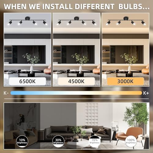 4 Light Black Track Lighting Fixture Modern Kitchen Ceiling Light
