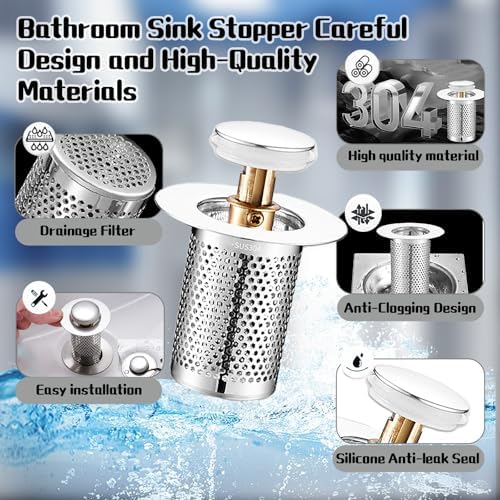 2-Piece Stainless Steel Sink Drain Stopper for US Sinks