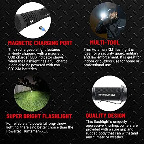 PowerTac Huntsman-XLT LED Flashlight 1200 Lumen Black