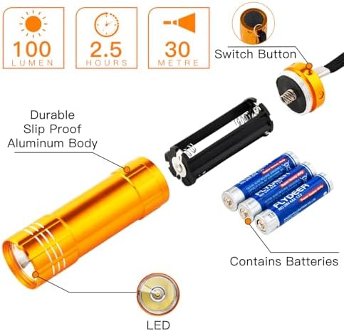 KunHe 30 Pack Mini LED Flashlights with Lanyard and Batteries