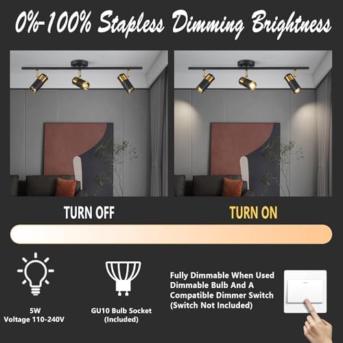 Modern 3-Light Adjustable Black Track Lighting Kit for Home Use