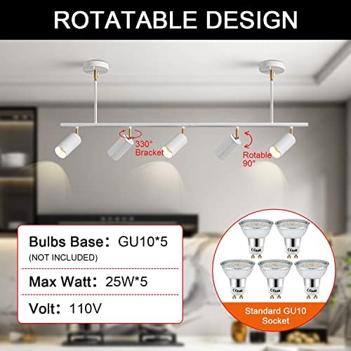 5-Light LED Track Lighting Kit for Living RoomKitchenDining RoomBedroomBar