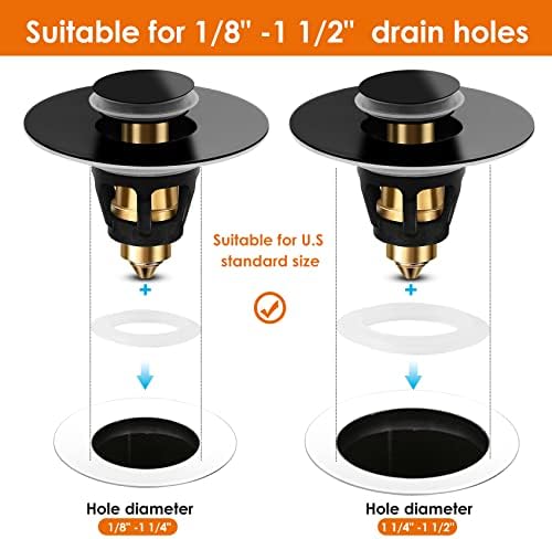Universal Bath Sink Stopper with Stainless Steel Hair Catcher