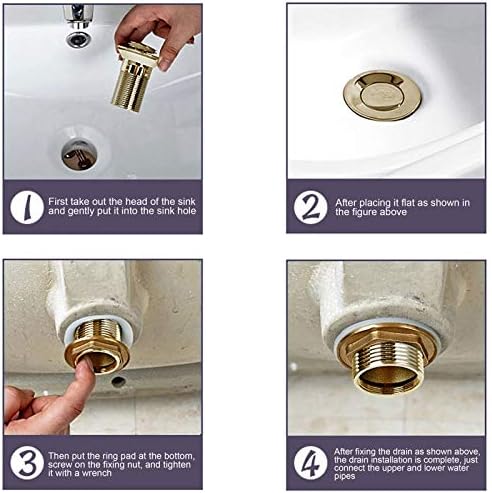 Garosa Sink Drain Anti-Clogging No Overflow Brass Stopper
