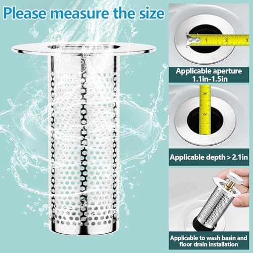 Kanfouaela 2-in-1 Sink Drainer Effortless Flow Easy-Clear Stainless Steel