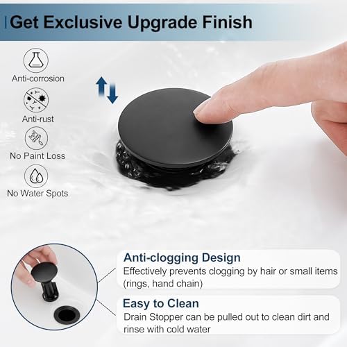 Vibrant Black Pop-Up Sink Drain for Modern Bathrooms